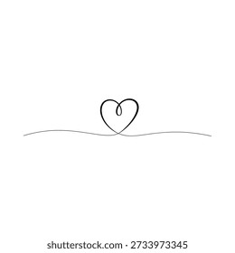Dibujo de línea simple de un corazón con una curva final