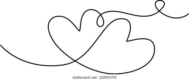 
A simple line drawing of hearts on an isolated white background for Valentine’s Day