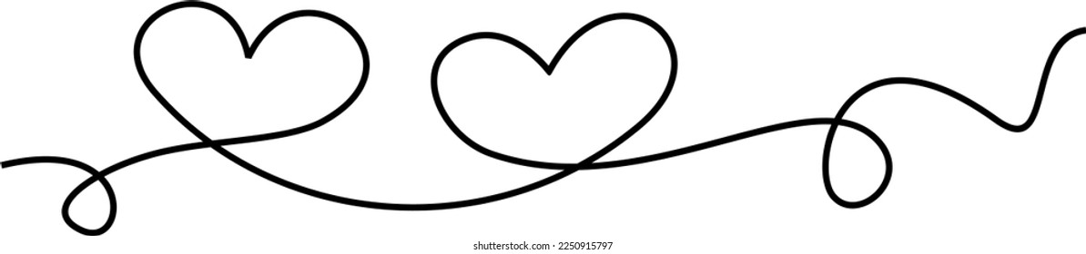 
A simple line drawing of hearts on an isolated white background for Valentine’s Day