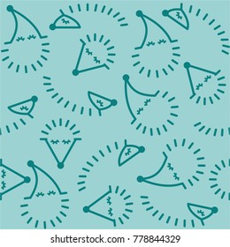 Simple line drawing of a hedgehog. Seamless vector pattern for textile or fabric.