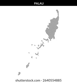 Simple line drawing highlighting the island of Palau's geography