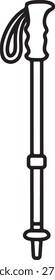 Simple line drawing of a hiking pole featuring a loop handle, ideal for outdoor and trekking illustrations