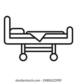 Dibujo de línea simple de una cama de hospital, que representa la atención médica y la recuperación