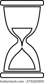 Um simples desenho de linha de uma ampulheta, um dispositivo usado para medir o tempo.