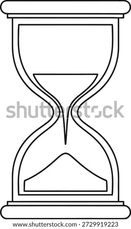 A simple line drawing of an hourglass with sand flowing from the top bulb to the bottom bulb, symbolizing the passage of time.