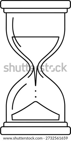 A simple line drawing of an hourglass with sand flowing from the top bulb to the bottom bulb, symbolizing the passage of time.
