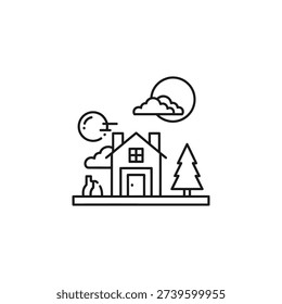 Simple line drawing house