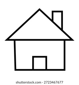 Einfache Linienzeichnung eines Hauses mit Kamin und Tür