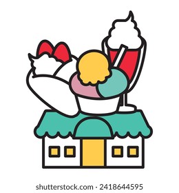 A simple line drawing of an ice cream shop.