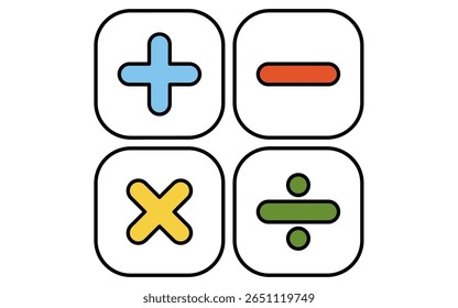 Simple line drawing icon of arithmetic quadratic operations, Vector Illustration