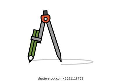 Simple line drawing icon of a circle with compass, Vector Illustration