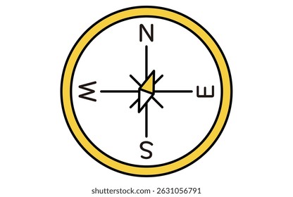 Simple line drawing icon of a compass pointing north-northeast, Vector Illustration