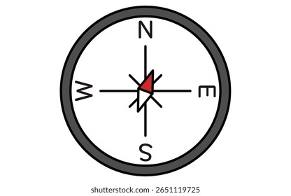 Simple line drawing icon of a compass pointing north-northeast, Vector Illustration