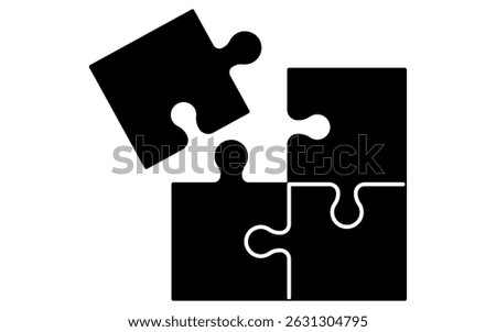 Simple line drawing icon of Connected Puzzle Pieces for Education and Problem Solving, Vector Illustration