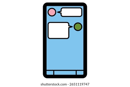 Simple line drawing icon of contacting someone through a social networking application on a smartphone, Vector Illustration