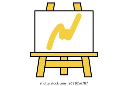 Simple line drawing icon of easel and campus, Vector Illustration