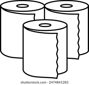 Simple line drawing icon of emergency kit, toilet paper, Vector Illustration
