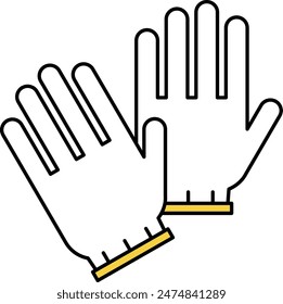 Icono de dibujo de línea simple de kit de emergencia, guantes de trabajo blancos, Ilustración vectorial