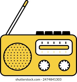 Simple line drawing icon of emergency kit, portable radio, Vector Illustration