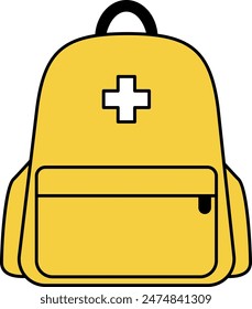 Simple line drawing icon of emergency kit, emergency rucksack, Vector Illustration