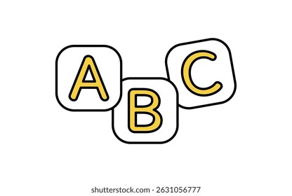 Simple line drawing icon of English learning, Alphabet ABC, Vector Illustration