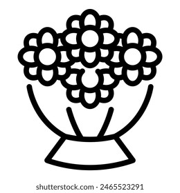 Simple line drawing icon of a flower bouquet in a vase