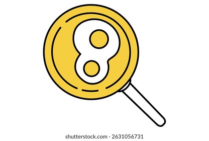 Simple line drawing icon of a fried egg in a frying pan, Vector Illustration