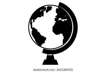 Simple line drawing icon of a globe icon, Vector Illustration