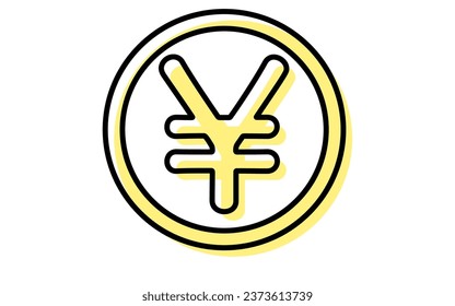 Simple line drawing icon of Japanese yen symbol, Vector Illustration