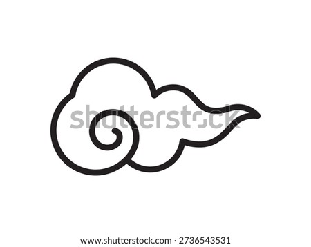 Simple line drawing icon with a Japanese-style cloud motif. Vector illustration