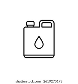 Ícone de desenho de linha simples de um jerrycan com uma gota indicando combustível
