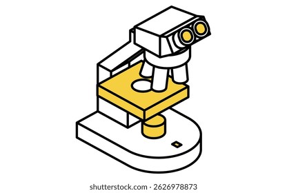 Ícone de desenho de linha simples de microscópio, ilustração isométrica, Ilustração de vetor