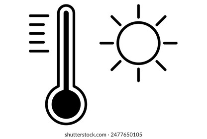 Simple line drawing icon of natural disasters, Extreme heat, Vector Illustration