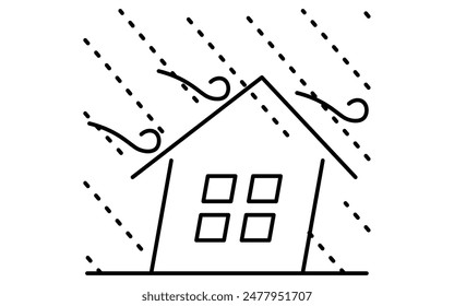 Simple line drawing icon of natural disasters, Typhoon, Vector Illustration