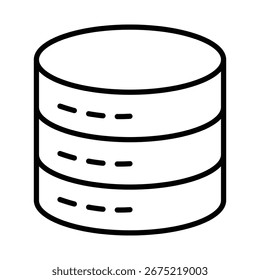 Icono de dibujo de línea simple que representa la pila de almacenamiento de datos para la gestión de información digital
