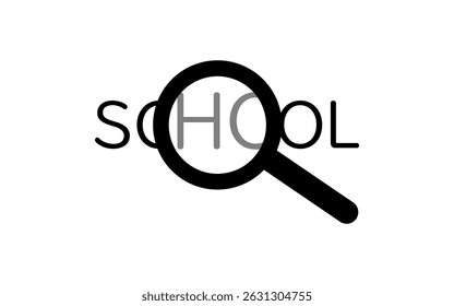 Icono simple del dibujo de la línea de la búsqueda de la escuela, Ilustración vectorial