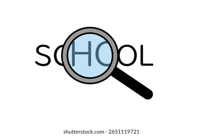 Simple line drawing icon of school search, Vector Illustration