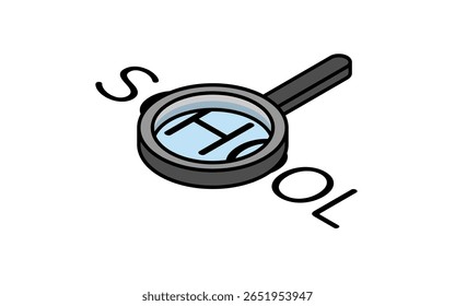 Simple line drawing icon of school search, isometric illustration, Vector Illustration
