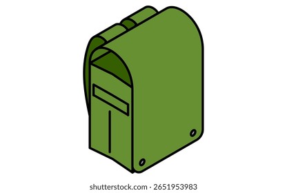 Simple line drawing icon of a school bag, isometric illustration, Vector Illustration