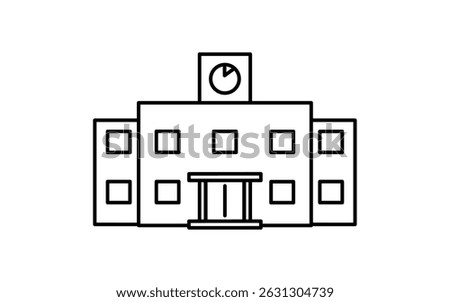 Simple line drawing icon of school building icon, Vector Illustration