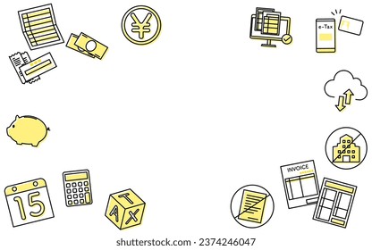 Simple line drawing icon set frame for tax returns, Vector Illustration