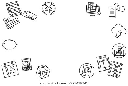 Simple line drawing icon set frame for tax returns, Vector Illustration