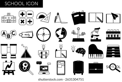 Simple line drawing icon set of school and study, Vector Illustration