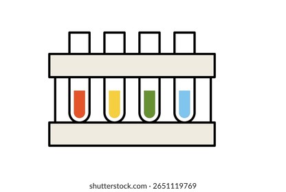 Ícone de desenho de linha simples do ícone do tubo de teste, Ilustração de vetor