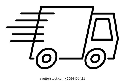 Simple line drawing icon of a truck for express delivery