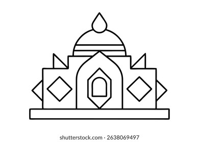 Simple line drawing of an iconic building