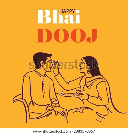 simple line drawing illustration of celebrating Happy Bhai Dooj vector illustration Stock photo © 