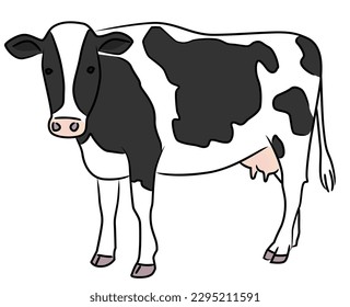 Simple line drawing illustration of a cow