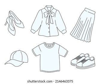 Ilustración de dibujo de línea simple de un elemento de moda. Ilustración vectorial sobre fondo blanco. Ilustración de ropa de mujeres, hombres.