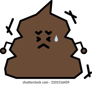 simple line drawing illustration of a hard stool character
